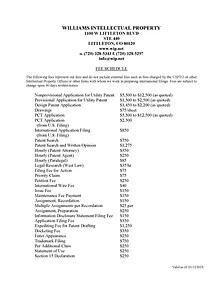 Fee Schedule at Williams Intellectual Property