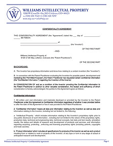 Non-Disclosure Agreement at Williams Intellectual Property